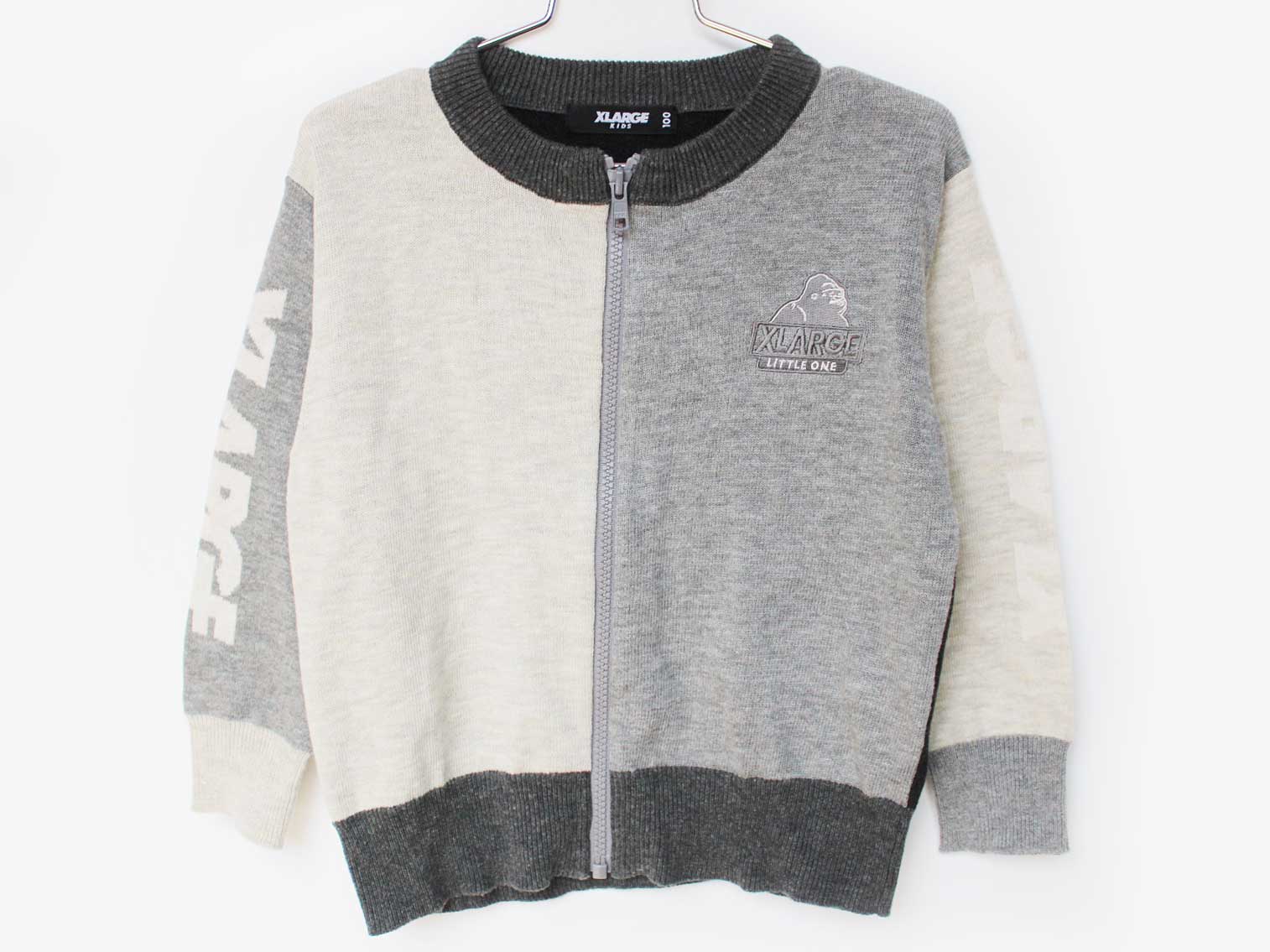 エクストララージ ニットブルゾン 100cm キッズ 男児 グレー【中古】★