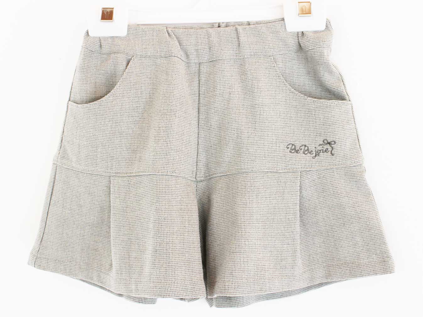 ベベ キュロットスカート 120cm キッズ 女児 グレー×オフホワイト【中古】★