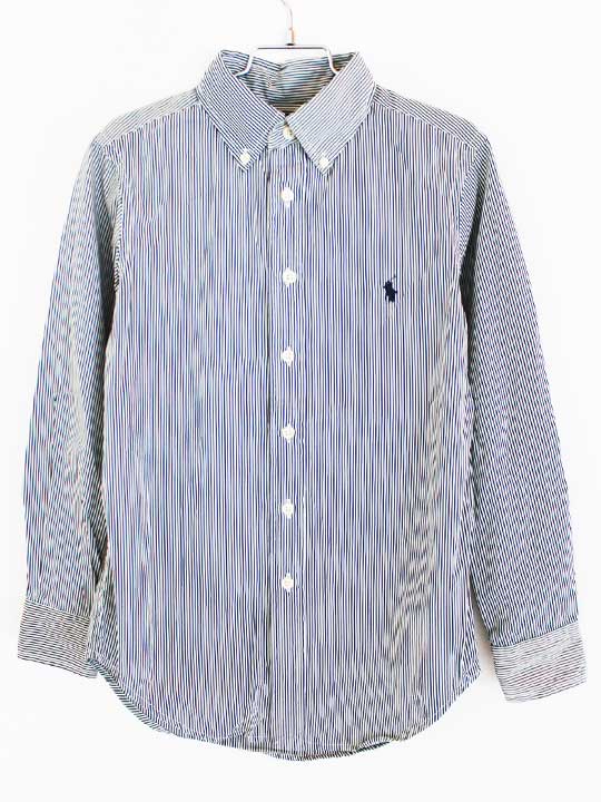 ラルフローレン 長袖シャツ 140cm キッズ 男児 紺×白【中古】★
