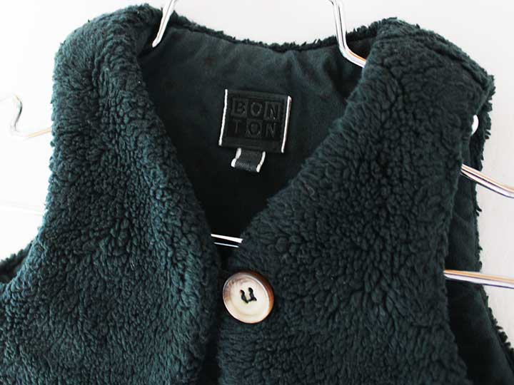 ボンポワン ベスト 75cm キッズ 男児 女児 グリーン【中古】★ 3