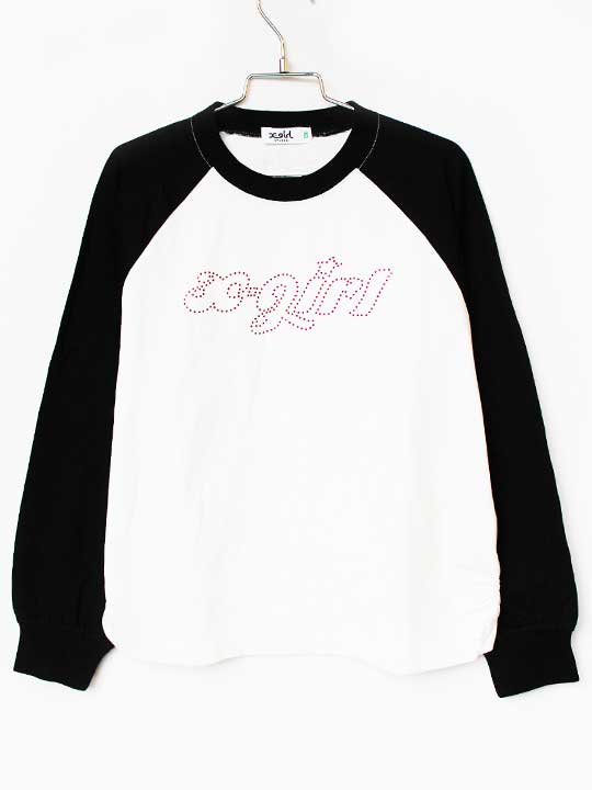 エックスガール 長袖カットソー 130cm キッズ 女児 白×黒【新品 未使用品】【新入荷!】★(4)