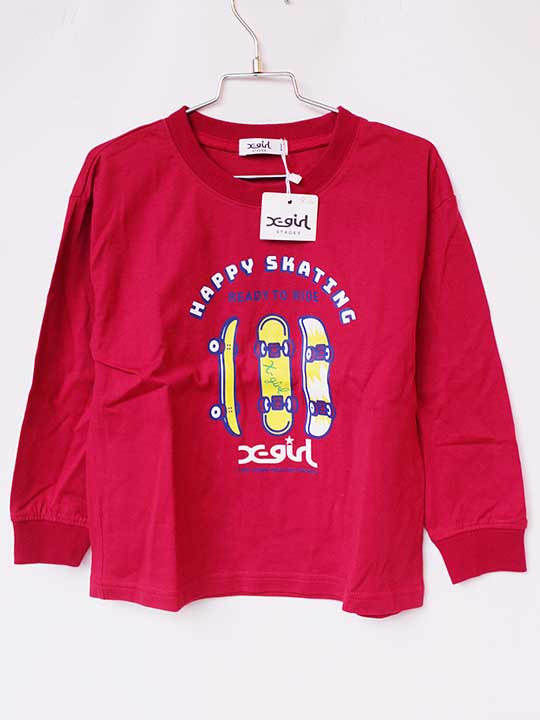 エックスガール 長袖カットソー 140cm キッズ 女児 赤系【新品 未使用品】【新入荷!】★