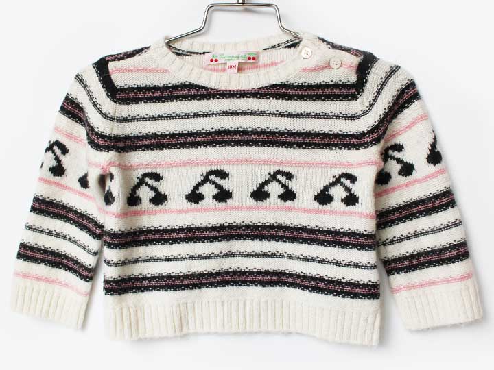 ボンポワン セーター 81cm キッズ 女児 白【中古】【新入荷!】★