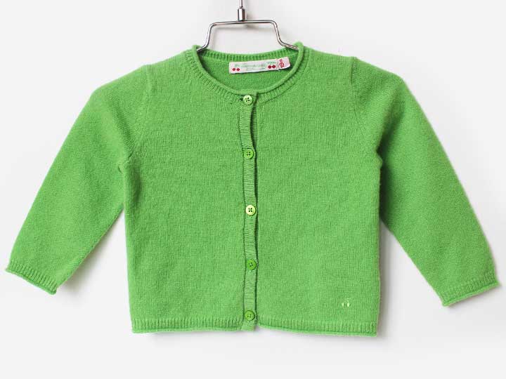ボンポワン カーディガン 81cm キッズ 女児 グリーン【中古】★