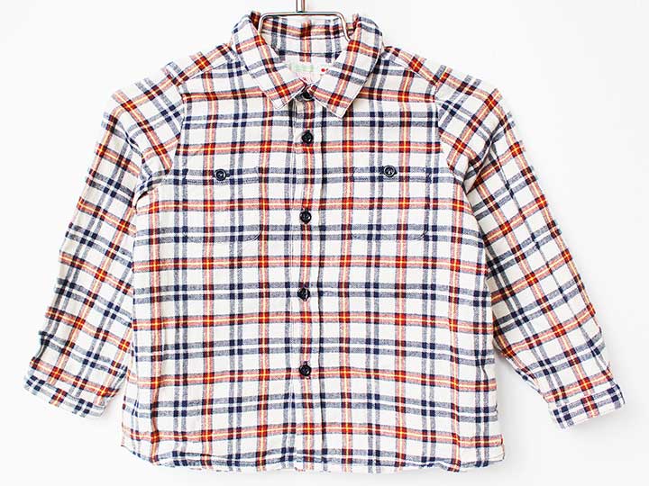 ボンポワン 長袖シャツ 86cm キッズ 男児 紺×赤【中古】★