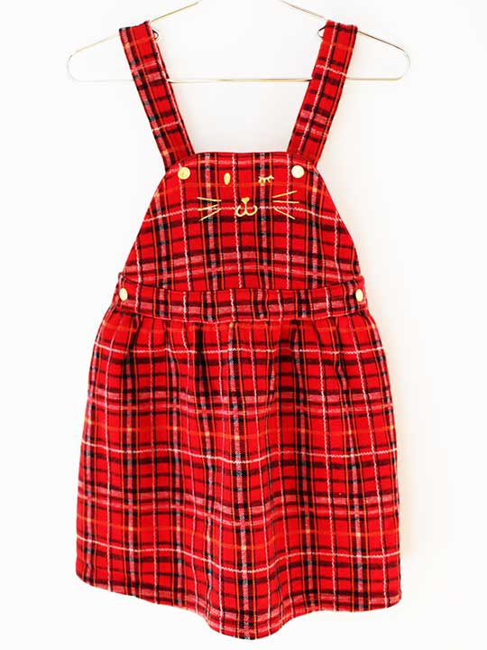 プチバトー ジャンパースカート 86cm キッズ 女児 赤【中古】【新入荷!】★