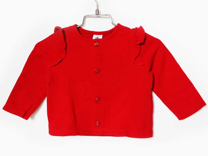 【Fashion THE SALE!】プチバトー カーディガン 74cm キッズ 女児 赤【中古】★