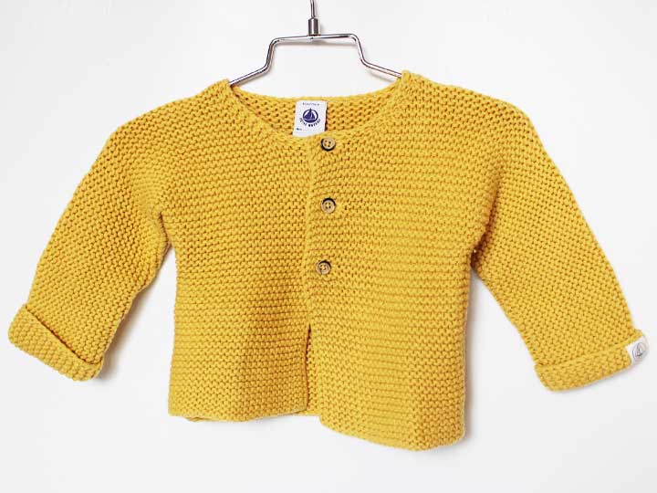 プチバトー カーディガン 74cm キッズ 男児 女児 マスタードイエロー【中古】【新入荷!】★