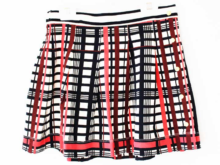 Pleated Skirt - 【値下げ!】プチバトー スカート 140cm キッズ 女児 白×黒系【中古】★
