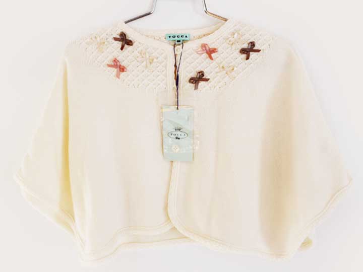 トッカ ニットマントコート 80cm キッズ 女児 白【新品 未使用品】★