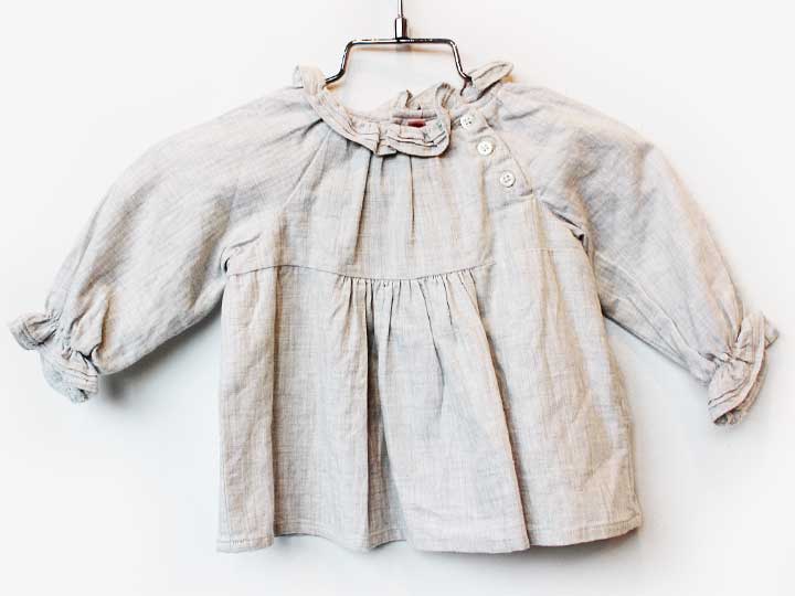 ボンポワン 長袖ブラウス 66cm キッズ 女児 グレー【中古】【新入荷!】★
