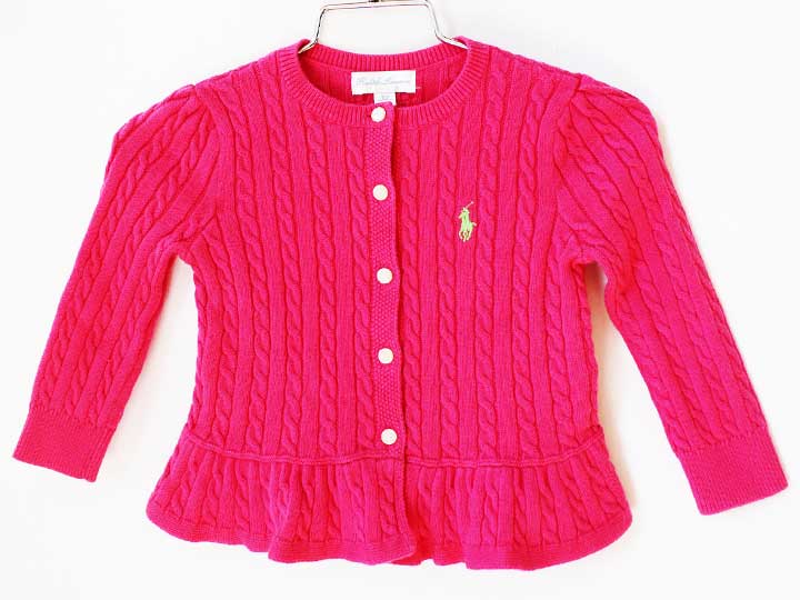 ラルフローレン カーディガン 80cm キッズ 女児 ピンク【中古】【新入荷!】★