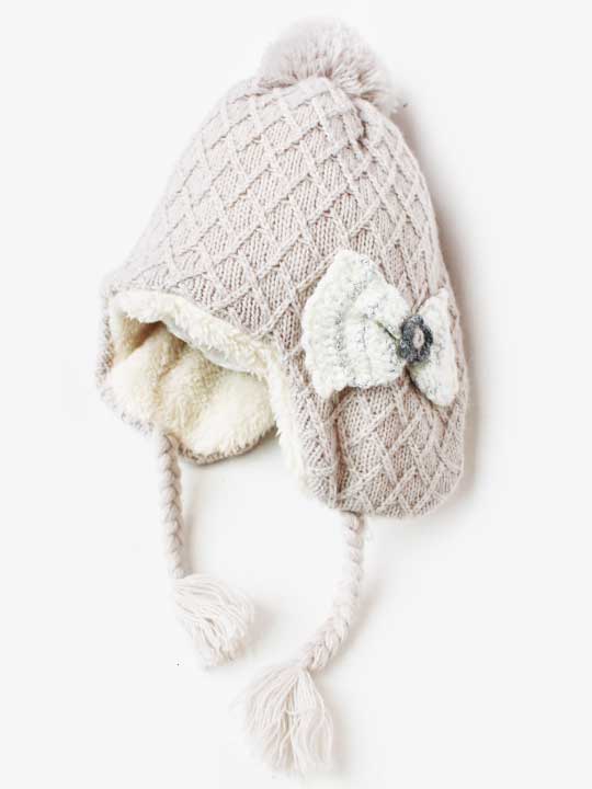 ハッカ ニット帽 48-50cm キッズ 女児 グレー【中古】【新入荷!】★