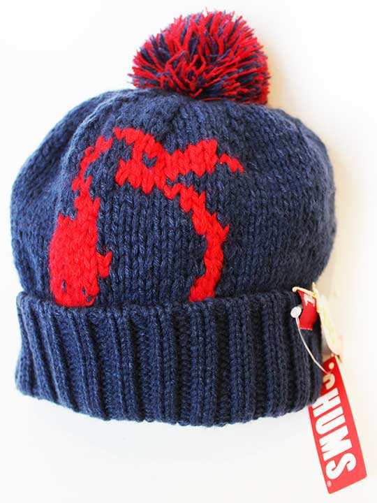 チャムス ニット帽 54-56cm キッズ 男児 女児 紺×赤【新品 未使用品】【新入荷!】★