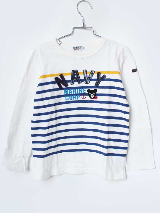 PORTER - ミキハウスダブルビー 長袖カットソー 130cm キッズ 男児 女児 白×紺【中古】★