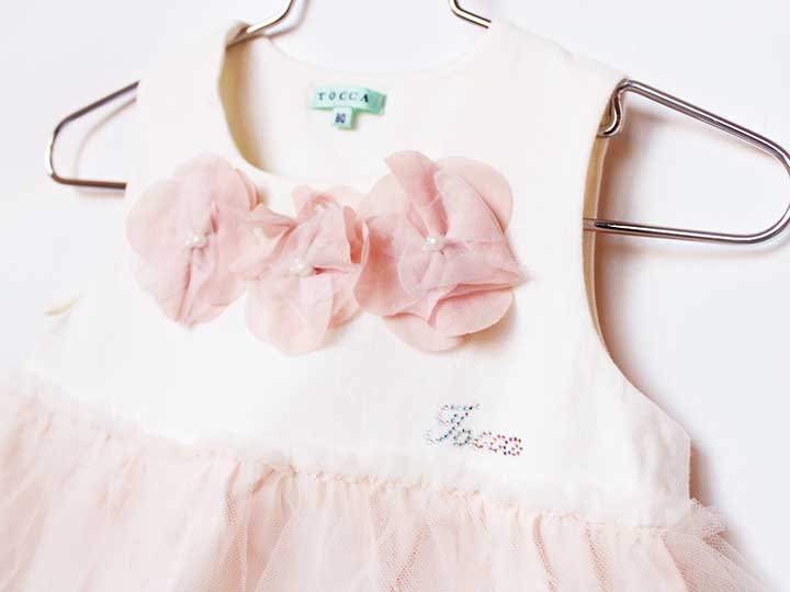 【SALE!】トッカ ノースリーブワンピース 80cm キッズ 女児 白×ピンク【中古】★