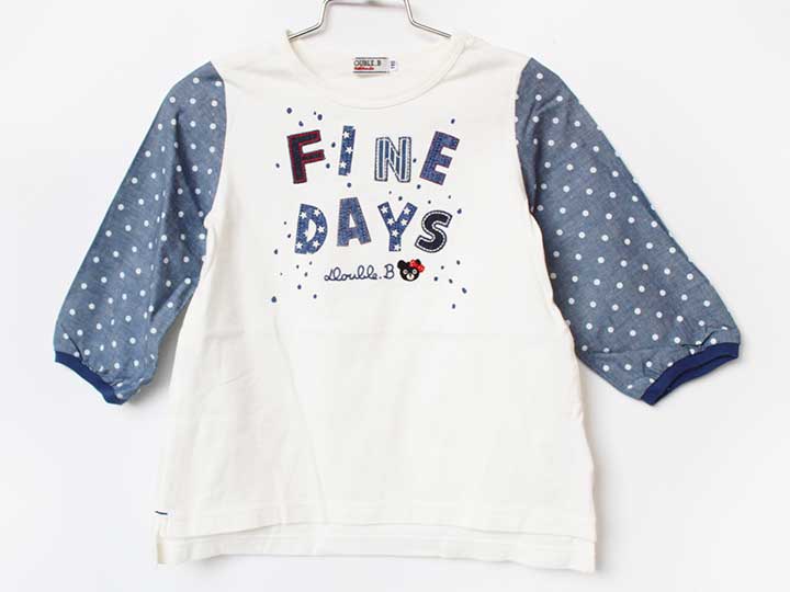 T-Shirts （Half Sleeves） - ミキハウスダブルビー 七分袖カットソー 110cm キッズ 女児 白×紺【中古】★