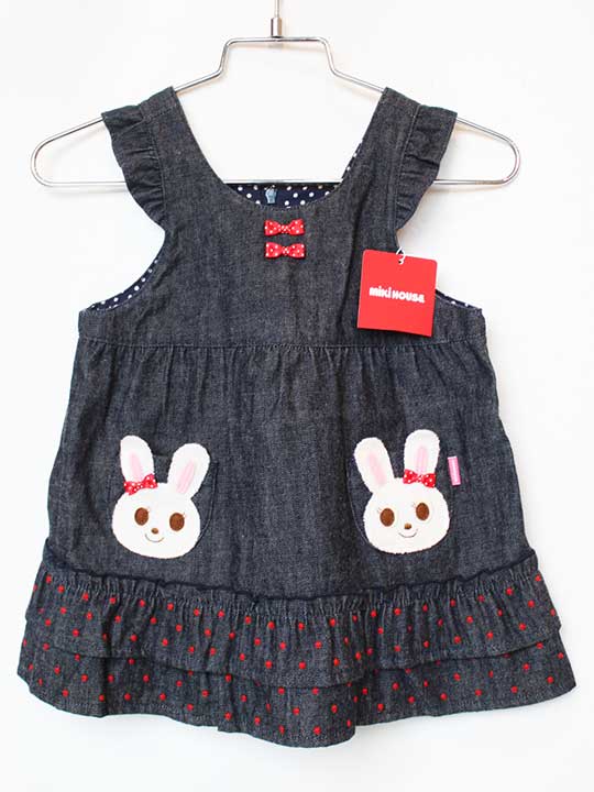 サイズ 80cm 素材 綿100％ 色 デニム調の紺、赤 汚れ、ダメージ等 使用感ランク S 性別 女の子 その他 肩からの身丈約40cm 背面中央、ジップアップ 腹部左右にポケット付き、新品未使用品 ＊使用感ランクは、Cを除き、あくまでも...