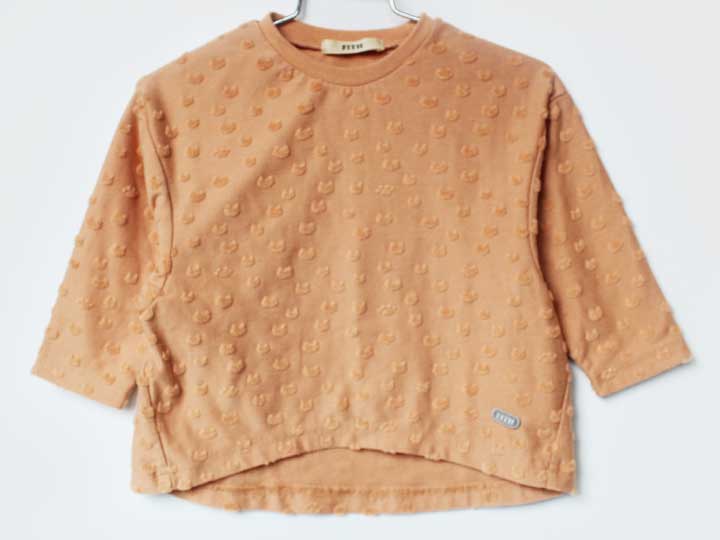 【新規値下げ!】フィス 長袖カットソー 90cm キッズ 男児 女児 薄オレンジ【中古】★
