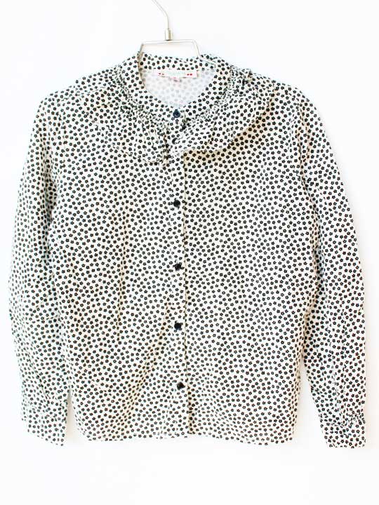 Long-Sleeved - ボンポワン 長袖ブラウス 128cm キッズ 女児 オフホワイト×黒【中古】★