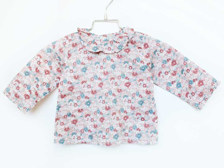 ボンポワン 長袖ブラウス 73cm キッズ 女児 ピンク×ブルー【中古】【新入荷!】★
