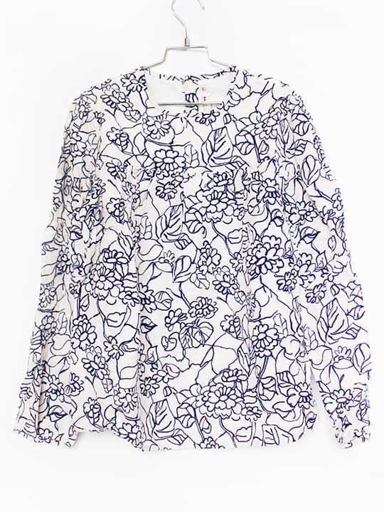 Long-Sleeved - ボンポワン 長袖ブラウス 150cm キッズ 女児 オフホワイト×紺【中古】★