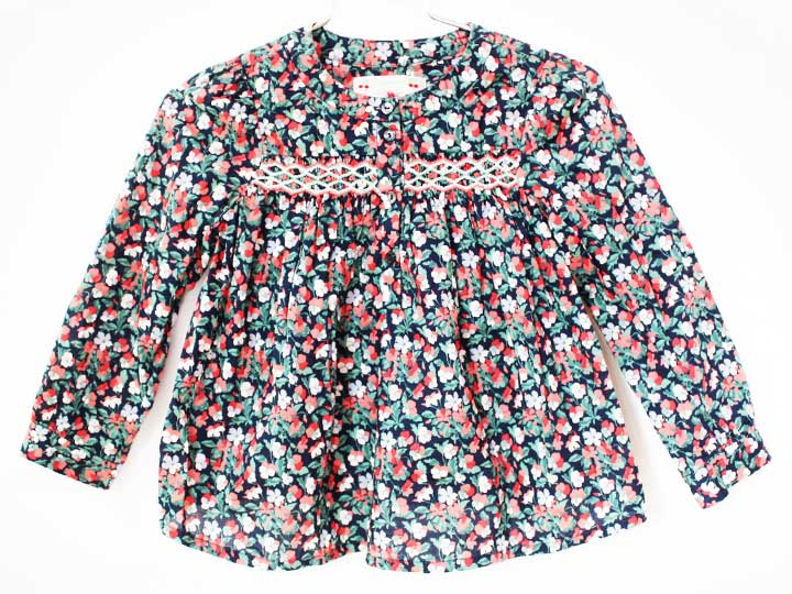 Rakuten - ボンポワン 長袖ブラウス 96cm キッズ 女児 紺【中古】★