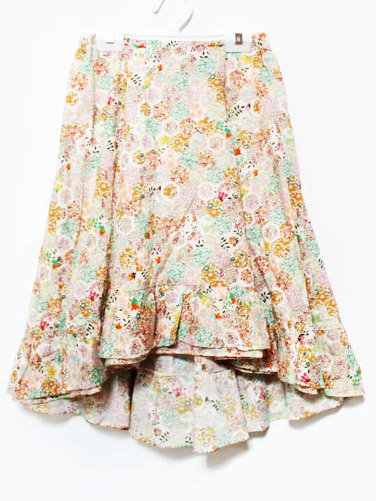 Flare Skirt - ボンポワン スカート 140cm キッズ 女児 オフホワイト×マルチカラー【中古】★