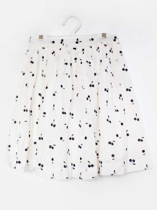 Flare Skirt - ボンポワン スカート 150cm キッズ 女児 白×紺【中古】★