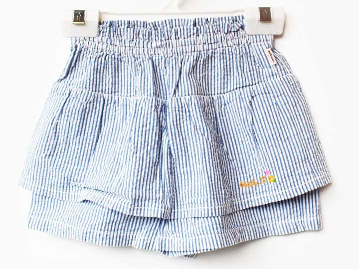 ホットビスケッツ キュロットスカート 90cm キッズ 女児 ブルー×白【中古】【新入荷!】★