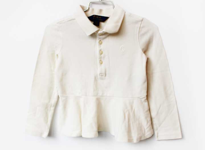 Long-Sleeved - ラルフローレン 長袖ポロシャツ 110cm キッズ 女児 オフホワイト【中古】★