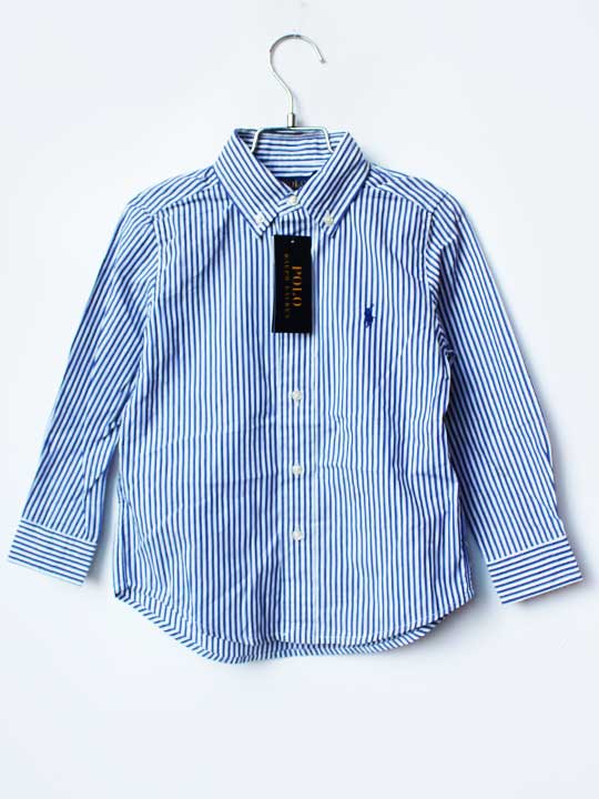Long-Sleeved - ラルフローレン 長袖シャツ 110cm キッズ 男児 ブルー×白【新品 未使用品】★
