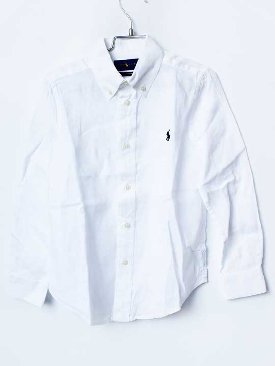Long-Sleeved - ラルフローレン 長袖リネンシャツ 120cm キッズ 男児 白【中古】★