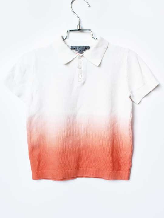 Short Sleeves - ボンポワン 半袖ニットポロシャツ 104cm キッズ 男児 女児 白×オレンジ【中古】★