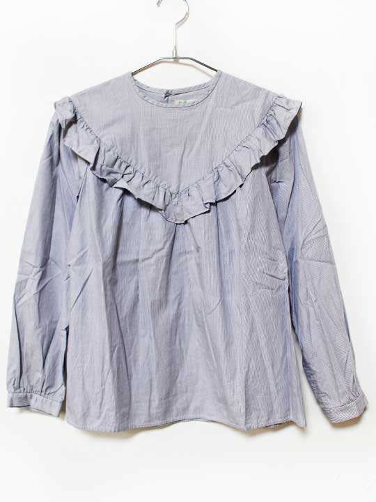 Long-Sleeved - ボンポワン 長袖ブラウス 152cm キッズ 女児 白×紺【中古】★