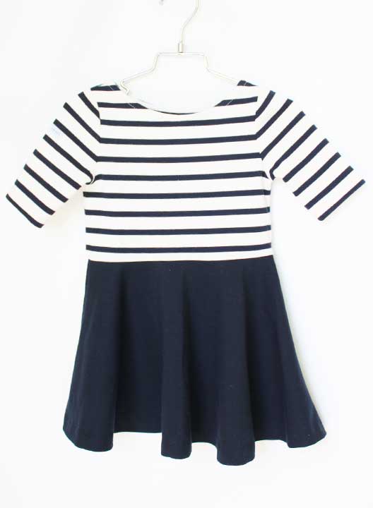 乐天商城 - ラルフローレン 五分袖ワンピース 100cm キッズ 女児 白×紺【中古】★