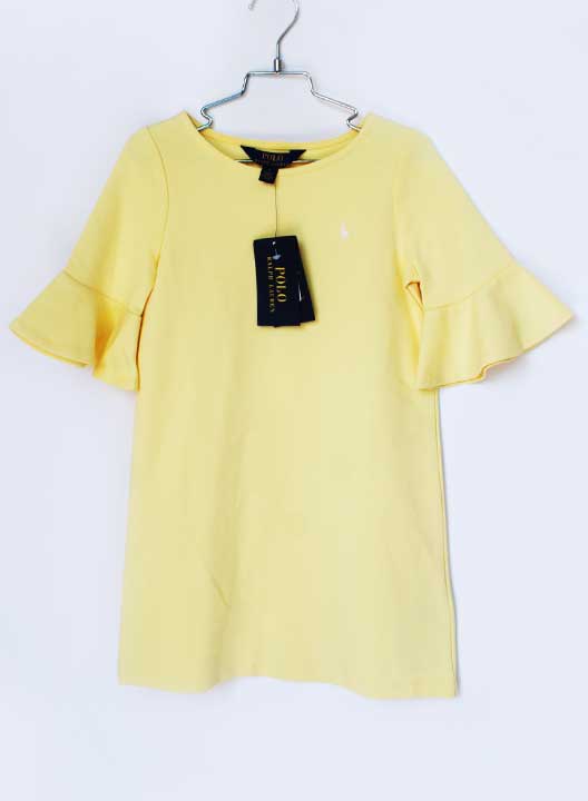 Rakuten - ラルフローレン 五分袖ワンピース 120cm キッズ 女児 黄色【新品 未使用品】★