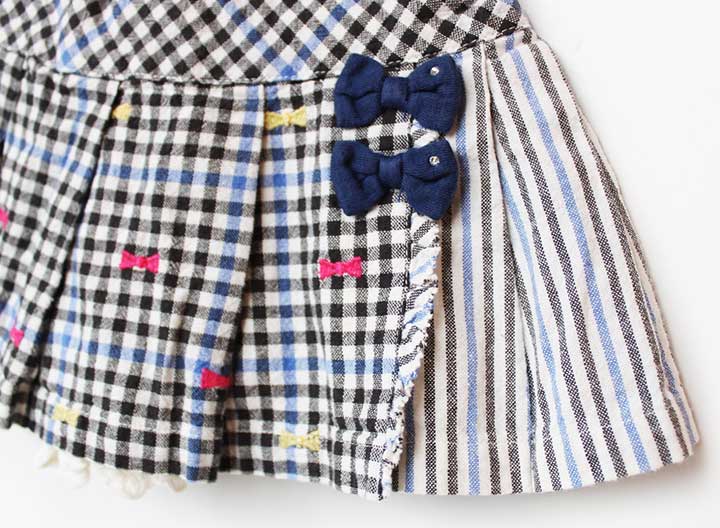 【新規SALE!】ケーピー インナーパンツ有スカート 90cm キッズ 女児 こげ茶×ブルー...