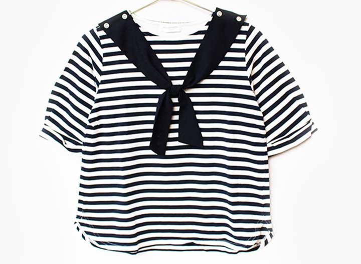 PORTER - ポンポネット 半袖カットソー 160cm キッズ 女児 白×紺【中古】【新入荷!】★