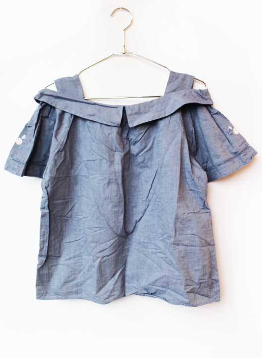 Short Sleeves - ポンポネット 半袖ブラウス 160cm キッズ 女児 ブルー【中古】★