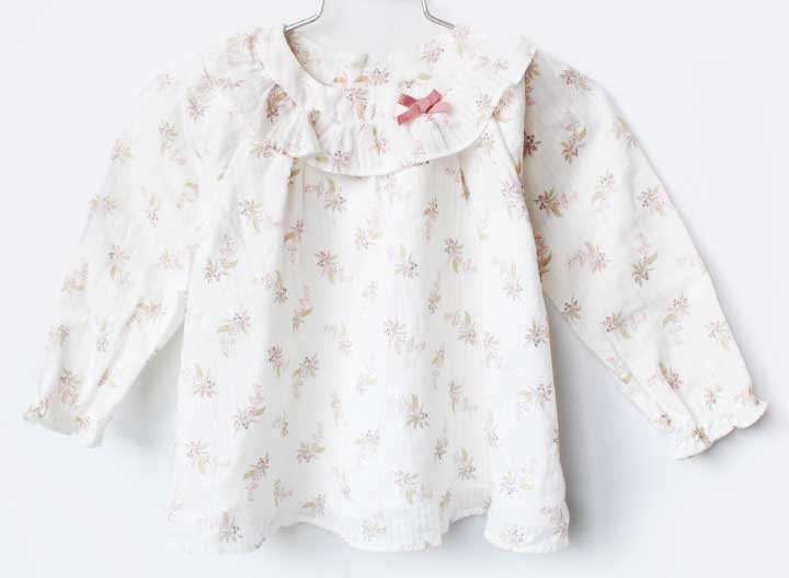 Blouses, Shirts - タルティーヌエショコラ 長袖チュニック 80-90cm キッズ 女児 白×ピンク【中古】★