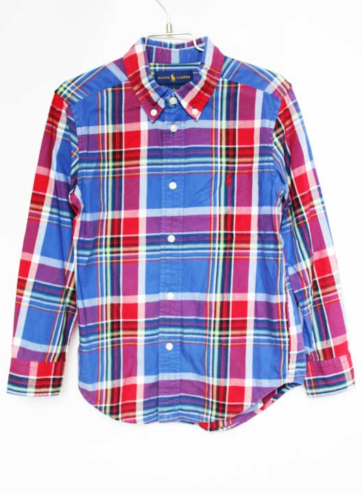 Long-Sleeved - ラルフローレン 長袖シャツ 120cm キッズ 男児 ブルー×赤系【中古】★
