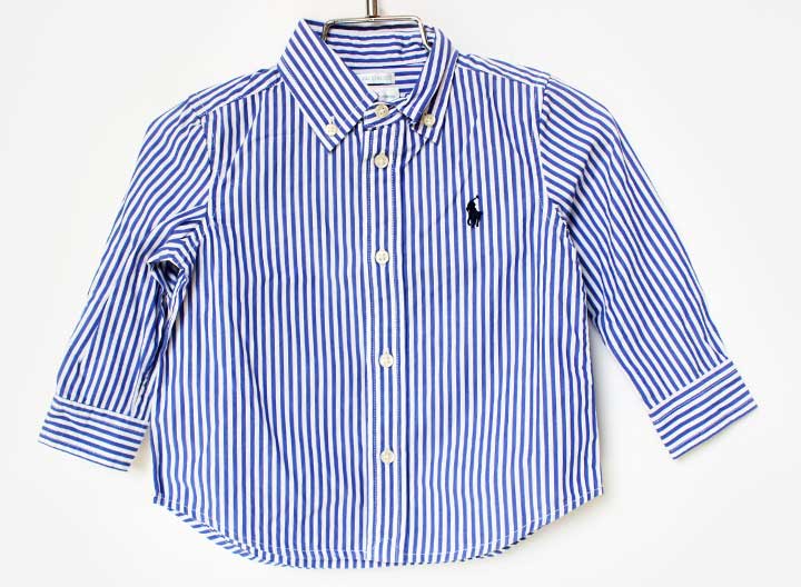 Blouses, Shirts - ラルフローレン 長袖シャツ 80cm キッズ 男児 ブルー×白【中古】★
