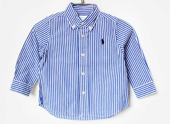 長袖 - ラルフローレン 長袖シャツ 80cm キッズ 男児 ブルー×白【中古】★
