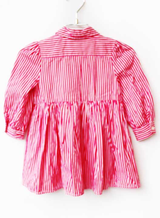 【新規SALE!】ラルフローレン 長袖ワンピース 80cm キッズ 女児 ピンク×白【中古】★