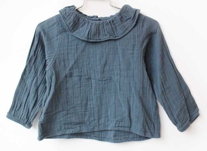 Blouses, Shirts - プチバトー 長袖ブラウス 86cm キッズ 女児 グレー【中古】★
