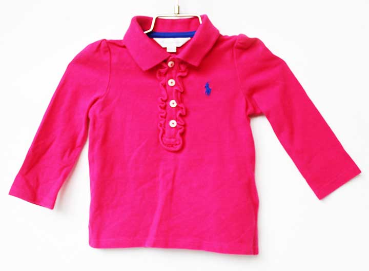 Polo Shirt - ラルフローレン 長袖ポロシャツ 80cm キッズ 女児 ピンク【中古】★
