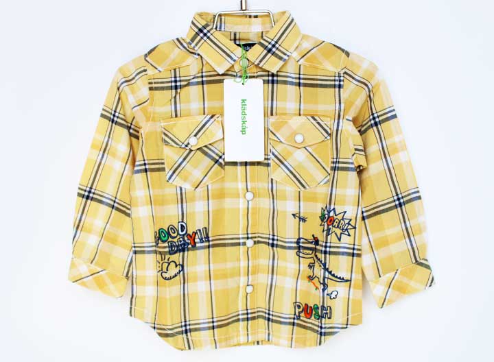 Blouses, Shirts - クレードスコープ 長袖シャツ 90cm キッズ 男児 黄色×紺【新品 未使用品】★