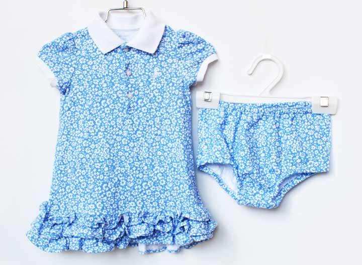 ラルフローレン ブルマ付き半袖ワンピース 80cm キッズ 女児 ブルー×白【中古】【新入荷!】★（楽天・セカンズ＆キッズセカンズ）