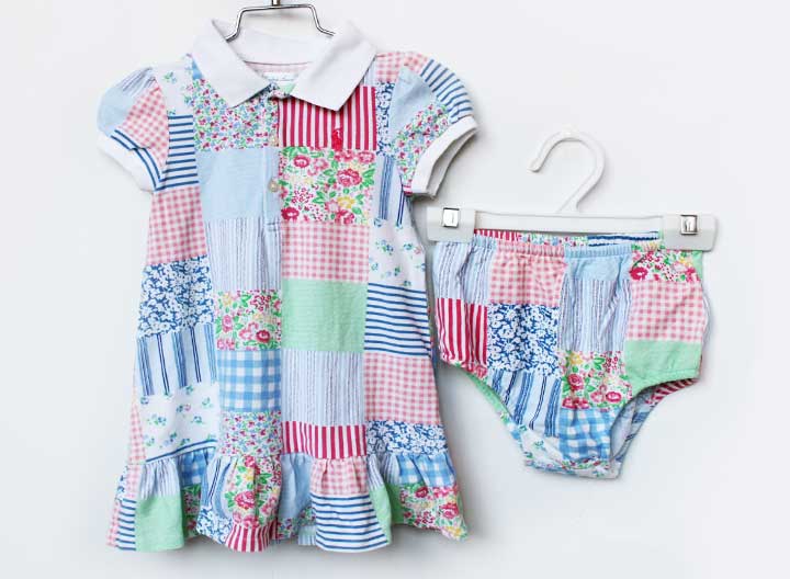 ラルフローレン ブルマ付き半袖ワンピース 90cm キッズ 女児 白×マルチカラー【中古】【新入荷!】★（楽天・セカンズ＆キッズセカンズ）